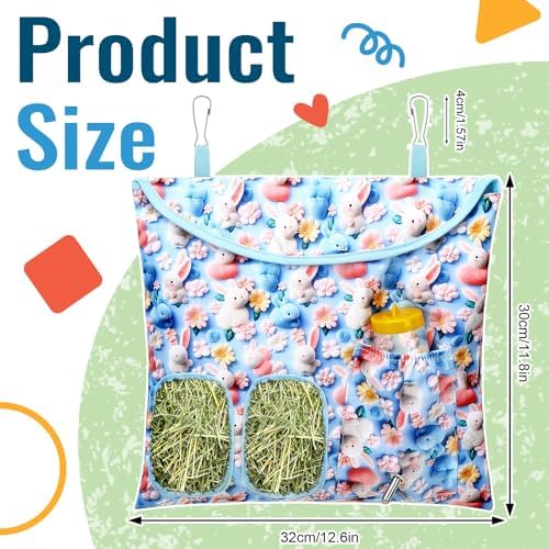 UPINS 2 Pack Guinea Pig Hay Feeder Bag,Bunny Rabbit Cage Bag Hanging Holder