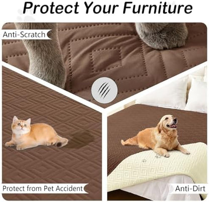 hyha Waterproof Reversible Dog Blanket, Pet Blanket for Sofa Couch