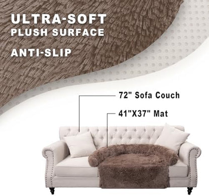 Calming Dogs/Cats Bed Mats, Dog Pad Washable Removable Couch Cover, Plush Long Fur Mat for Pets, Waterproof Lining, Perfect for Small, Medium and Large Dogs and Cats (Desert Brown, 41"x37")