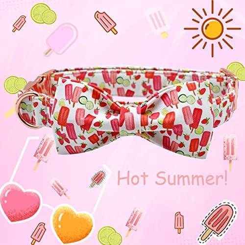 Lionheart glory Dog Collar, Dog Collar with Bow, Popsicle Print Girl or Boy Boy Dog Bowtie Collar Cute Pet Collar Gift for Small Dog
