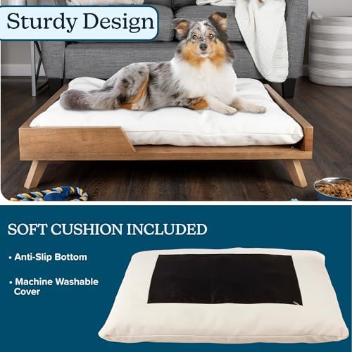 PETMAKER Elevated Dog Bed for Medium to Large Pets, Natural, 36” x 29.5”