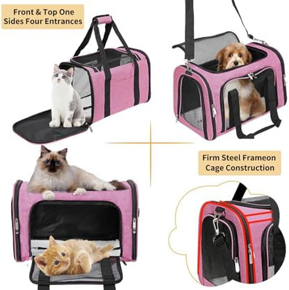 Soft-Sided Cat/Dog/Pet Carrier, Collapsible Pets Travel Carriers