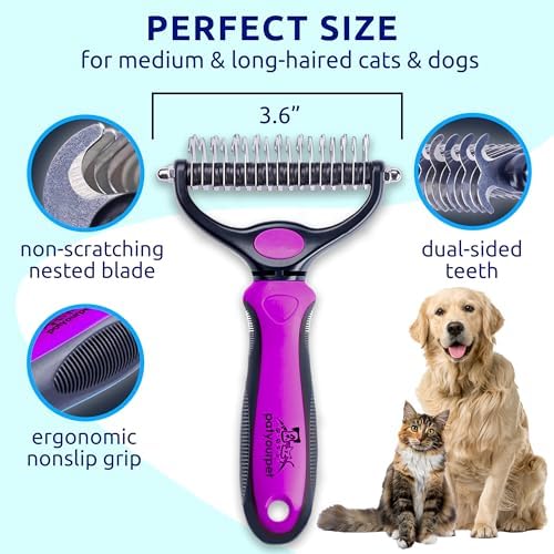 Pat Your Pet Deshedding Brush & Metal Comb Grooming Combo for Cats & Dogs