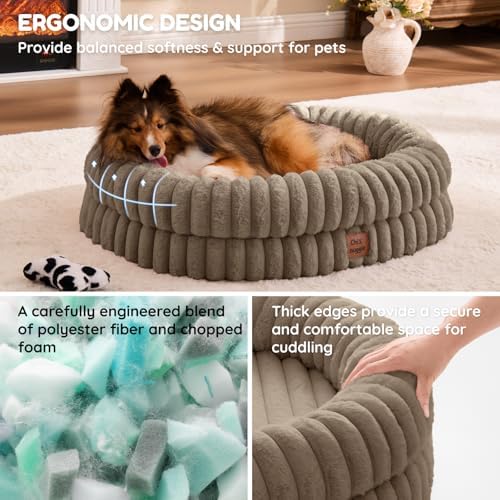 ChiXnuggle Orthopedic Dog Bed, Washable Cover, Faux Fur Bolster Pet Couch