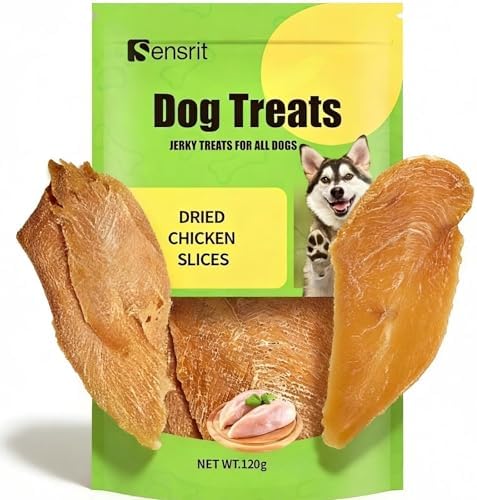 100% Dried Chicken Slices Dog Treats - 120g Single Ingredient Jerky, High Protein (68%) Real Chicken Breast Snacks, Natural Training Rewards for All Dogs, Grain-Free & Low Fat