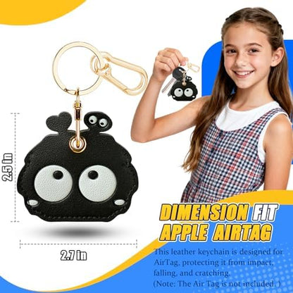 Leather Keychain Holder Case for AirTag, Cute Protective Cover for Apple Airtag KeyChain, GPS Tracker Item Finder