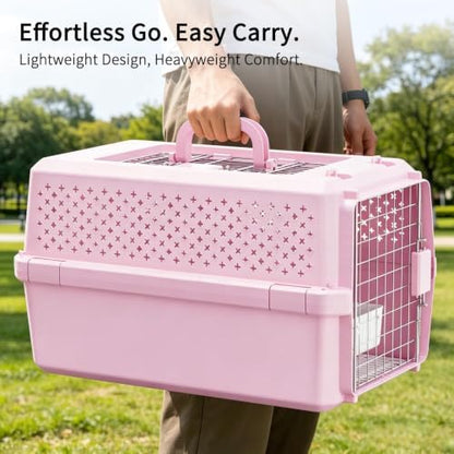 RIZZARI 22" Hard Cat Carrier: Travel Kennel for Cats & Small Dogs