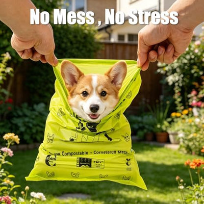 Certified Home Compostable Dog Poop Bags Rolls,Unscented Poop Bags for Dogs,Doggie Litter Bags,Extra Strong Doggy Waste Bags,300 Counts