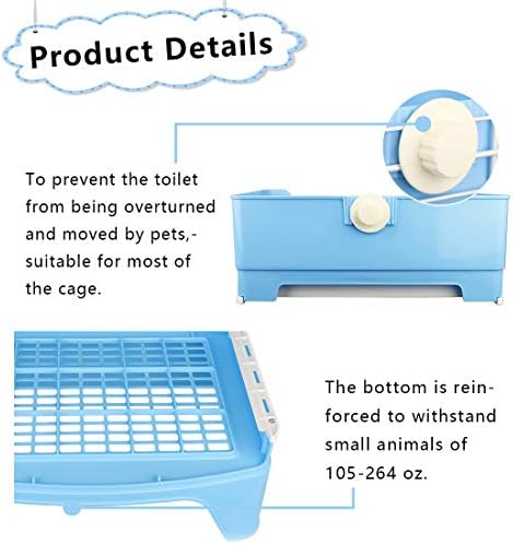 PINVNBY Large Rabbit Litter Box with Drawer,Potty Corner Bunny Toilet Box,Bigger Guinea Pig Litter Pan for Chinchilla Ferret Hedgehog Small Animals(Blue)