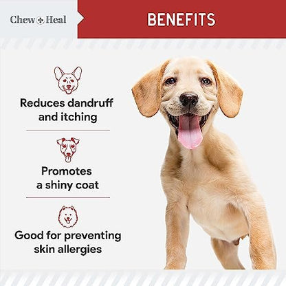 Omega 3 Fish Oil for Dogs, Bacon Flavor - 360 Soft Chews for Skin and Coat