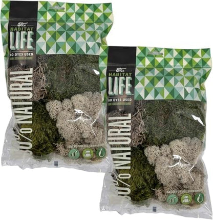 Variety Mix Moss for Terrarium Habitats, Medium 2-Pack