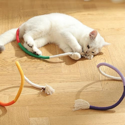 Cat Chew Toys (3-Pack) - 27.5 Inch Refillable Catnip Rope Toys for Indoor Cats & Kittens, Safe Dental Cleaning & Interactive Toy - Natural Kitty Toys for All Breeds