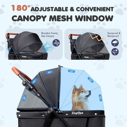 Dog Stroller for Large & Medium Dogs (20–132 lbs), for 2 Small Dogs