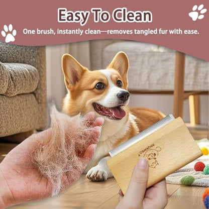 Premium Deshedding Dog Brush,Pet Deshedding Brush,Professional Cat Deshedding Brush for Grooming,Wooden Pet Grooming Combs for Short and Long Hair,Deshedder Shedding Tool.