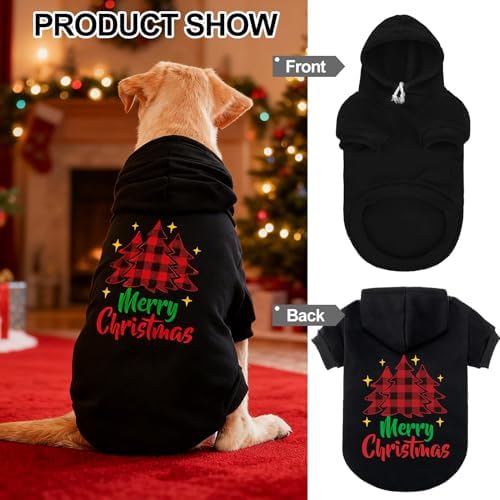 EXPAWLORER Dog Hoodies for Small Medium Large Dogs,Christmas Theme Black L