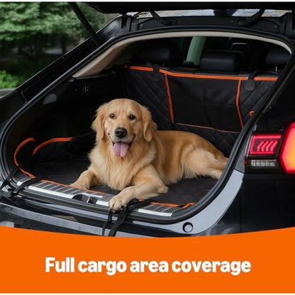 Amazon Basics Dog Car Seat Cover for Back Seat, Scratch-Resistant Nonslip Hammock with Side Flaps and Seatbelt Openings for Cars, SUVs, and Trucks, Black