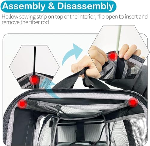 Wakytu Airline Approved Pet Carrier, Collapsible Cat Carrier, Expandable Dog Carrier, 900D High Density Oxford Cloth, Wear-Resisting, Anti Tearing, Safety Lock Zipper, Reflective Tape