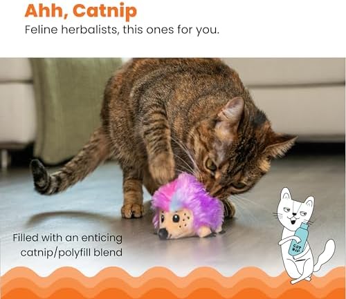 Catstages Catnip Plushies Hedgehog – Interactive Plush Catnip Toy for Batting, Kicking, Chasing & Cuddling