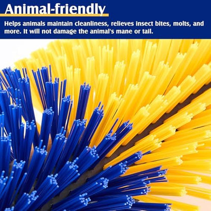 3 Pack Livestock Scratching Brush, Yellow and Blue