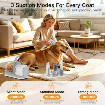 Dog Grooming Vacuum Kit, 7-in-1 Pet Hair Vacuum for Shedding