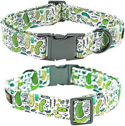 Summer Green Big Dills Print Dog Collar for Small Dogs