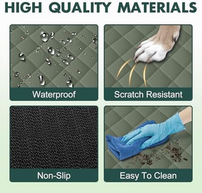 Waterproof Dog Backseat Cover for Cars, Non-Slip Pet Seat Protector, Green