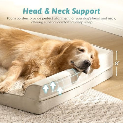 COZY KISS Orthopedic Dog Bed for Extra Large Dogs, U Shaped XXL 48x35 inch
