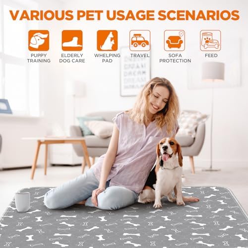 Washable Pee Pad for Dogs, 2 Pack Extra Large Puppy Pads, 48"x60"
