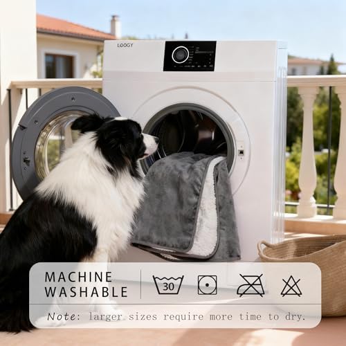 Smiry Waterproof Dog Bed Blanket, Leakproof Pet Throw Blanket for Bed Couch Sofa, Reversible Sherpa Fleece Furniture Protector Cover for Small Medium Large Dogs Cats (Grey, 60x80 inches)