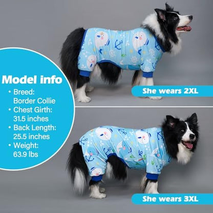 KYEESE Velvet Dog Pajamas for Medium Large Dogs Soft Onesie, Whale