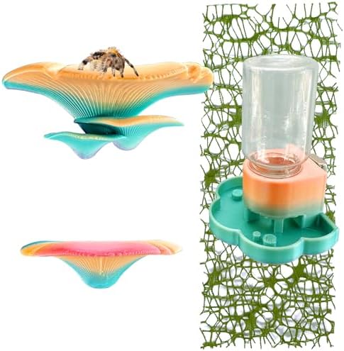 5Pcs Jumping Spider Accessories Set, Jumping Spider Enclosure Mushroom And Water Dispenser, Jumping Spider Web with Magnets, Jumping Spider Enclosure Climbing and Feeding Platforms (yellow+green)