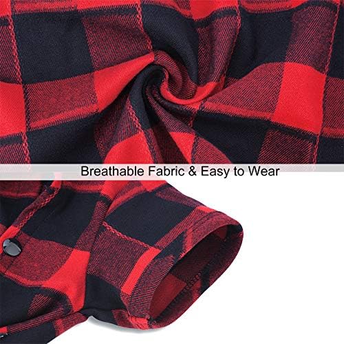 Dog Plaid Shirt for Smal & Medium Dogs Snap T-Shirt Clothes Red#1-2XL