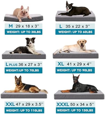 WATANIYA PET Cooling Dog Beds for Large Dogs, Washable Orthopedic Dog Bed for Crate with Joint Relief Memory Foam, Waterproof Liner and Plush Cover (36’’x 27’’)