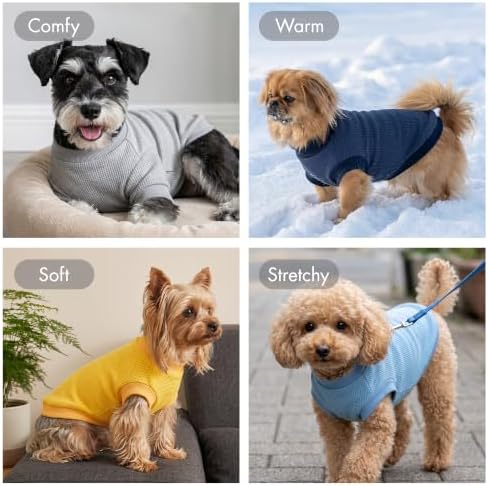 2 Pack Dog Shirt for Small Supplies Functional Waffle Dog Clothes Warm Soft Sweatshirt Outfit for Dogs Cats Pet Apparel