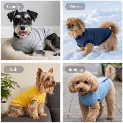 2 Pack Dog Shirt for Small Supplies Functional Waffle Dog Clothes Warm Soft Sweatshirt Outfit for Dogs Cats Pet Apparel