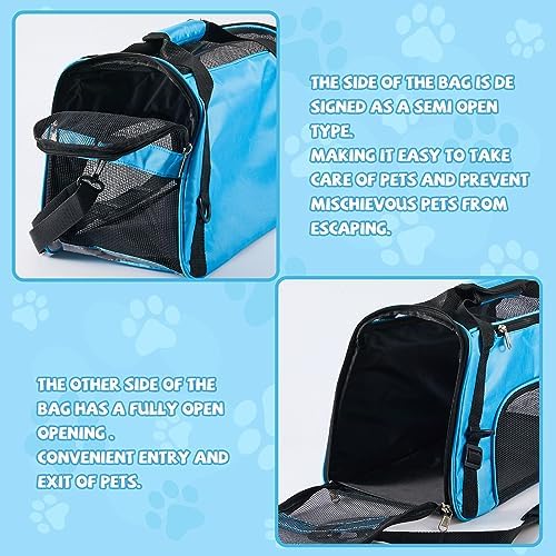 Sweetude 4 Pcs Cat Carrier Soft-Sided Pet Carrying Bag for Cat Under 13 Lbs, 16.9 x 11x 7.5 Inch, Portable Foldable Comfortable Bag for Small Pet Travel(Rose Red, Blue)