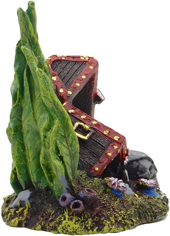 Exotic Environments Sunken Treasure Chest Aquarium Ornament, Small, 5-1/2-Inch by 4-Inch by 5-1/4-Inch
