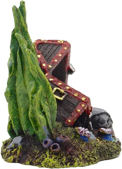 Exotic Environments Sunken Treasure Chest Aquarium Ornament, Small, 5-1/2-Inch by 4-Inch by 5-1/4-Inch