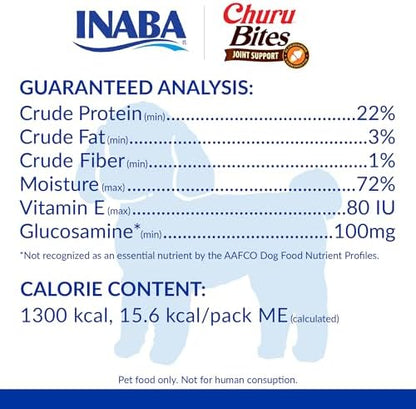 INABA Churu Bites Joint Support for Dog, Functional Lickable Dog Treat with Taurine & Green Tea Extract, 1.26oz Each, 18 Tubes Total, Chicken with Tuna Recipe