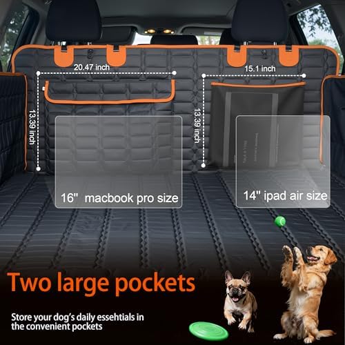 Reliadura SUV Cargo Liner for Dogs, Waterproof Pet Cargo Cover with Bumper Flap Protector, Scrachproof Non-Slip Dog Seat Mat for SUVs, Large Size Cargo Liner Universal Fit (Orange)