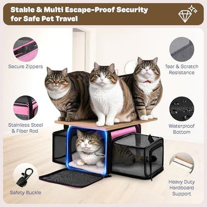 Top and 2 Sides Expandable Cat Carrier 18x11x11 TSA Airline Approved