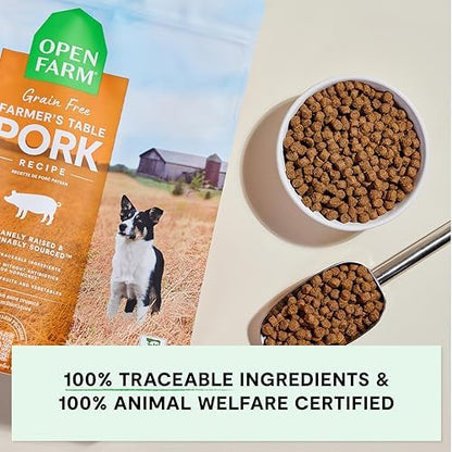 Open Farm Grain Free Dry Dog Food, Pork Kibble, 4lb Bag