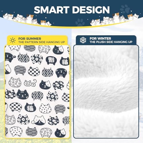 Admaison Cat Hammock for Cage Hanging Reversible 2Pack,Pet Hammock Bed Adjustable,Soft Sleeping Hammock for Cats,Ferret,Puppy,Rabbits,Small Animals (L, CAT)