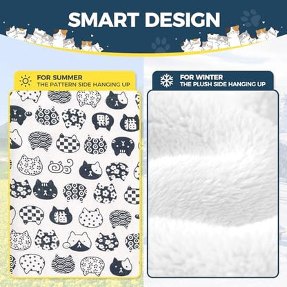 Admaison Cat Hammock for Cage Hanging Reversible 2Pack,Pet Hammock Bed Adjustable,Soft Sleeping Hammock for Cats,Ferret,Puppy,Rabbits,Small Animals (L, CAT)