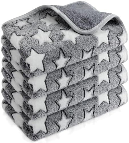 Reginary 4 Pcs Guinea Pig Fleece Cage Liners, Gray Star, 24 x 16 Inch