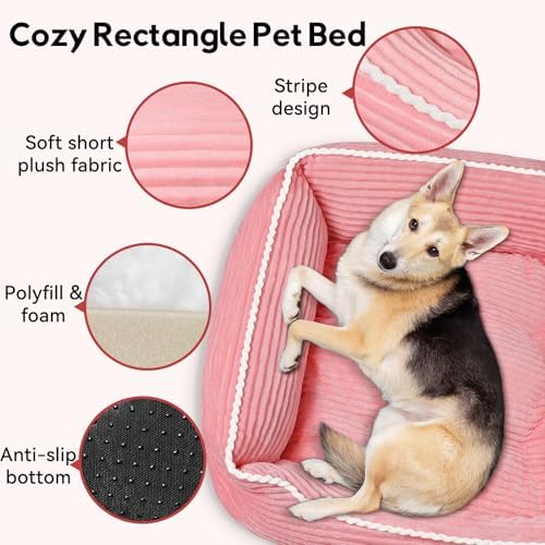 Zerbuger 25in Pink Rectangle Cat Dog Bed Machine Washable Sleeping Sofa