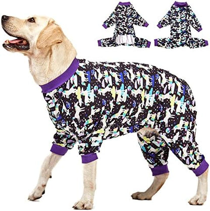 LovinPet Large Breed Dog Clothes, Unicorns in Space Black Print, 2XL