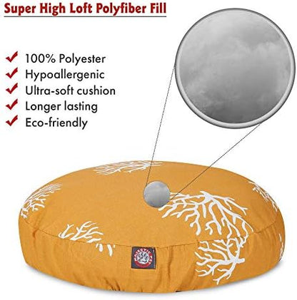 Yellow Coral Medium Round Indoor Outdoor Pet Dog Bed With Removable Washable Cover By Majestic Pet Products