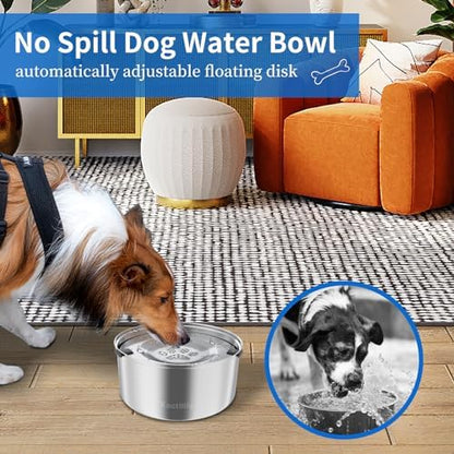 Kactoily 3L/101oz Dog Water Bowl Stainless Steel Slow Water Bowl for Dog