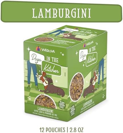 Weruva Dogs in the Kitchen, Lamburgini with Lamb & Pumpkin Au Jus Dog Food, 2.8oz Pouch (Pack of 12)